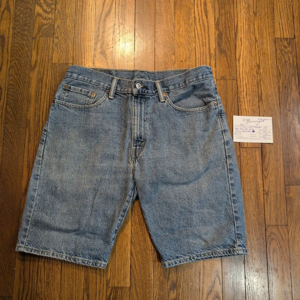 Levis‎ 505 Mens Medium Wash Red Tab Denim Jorts Bermuda Shorts Blue Size 33